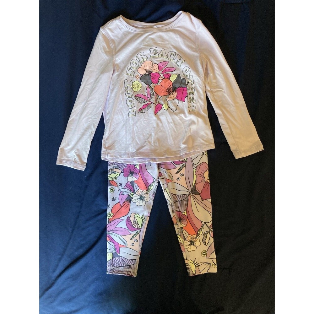 4T Jumping Beans girl clothes - 2 piece outfit | nature and text theme